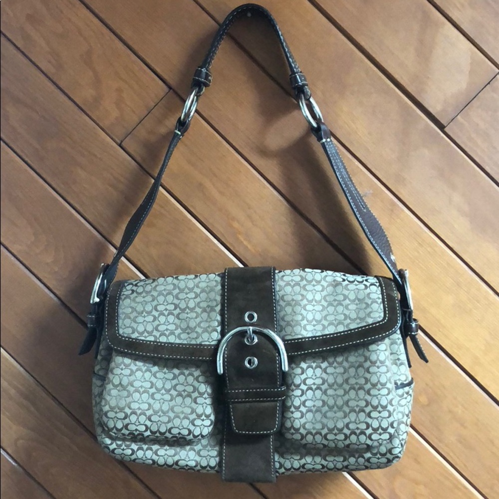 Coach Signature Soho Buckle Flap Hobo Handbag